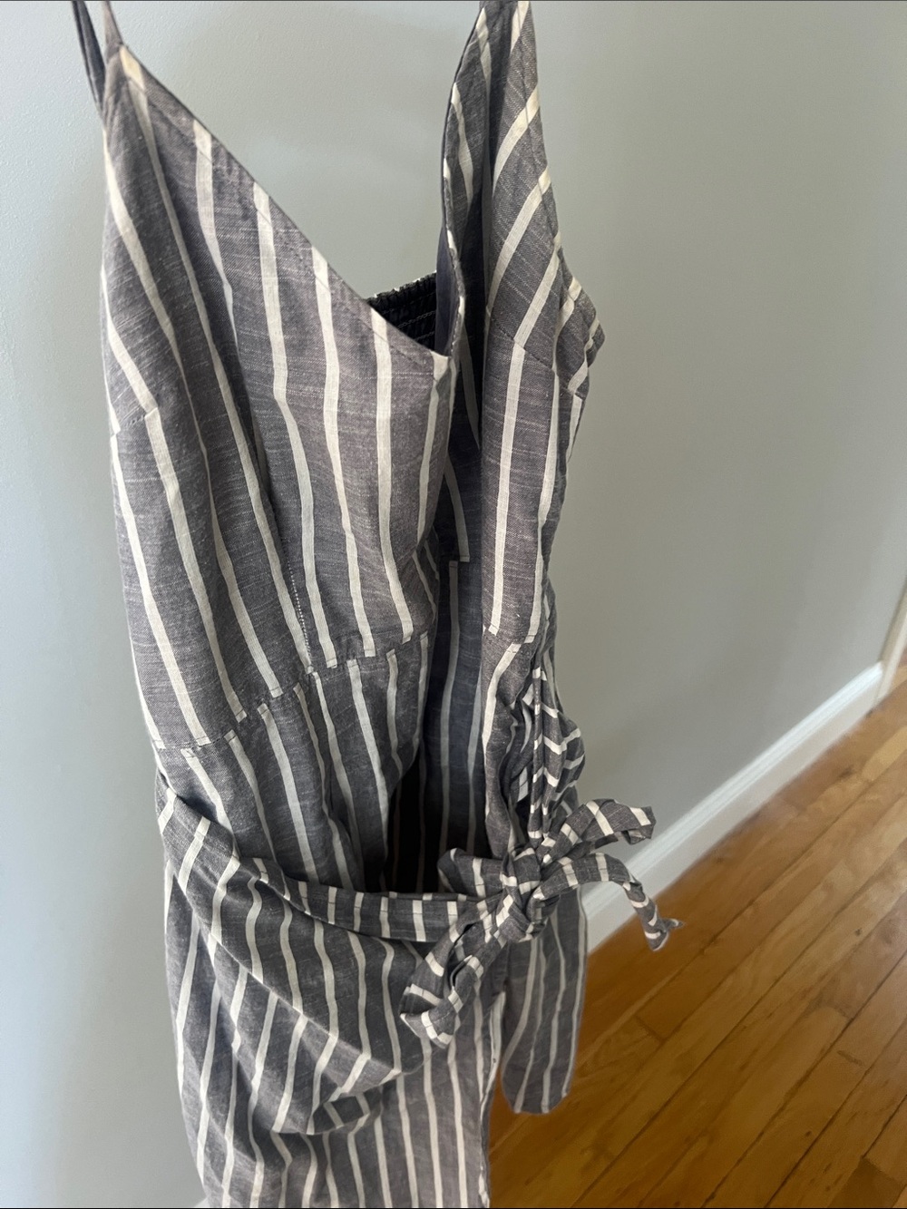 Abercrombie & Fitch Bluish Gray and White Striped Wrap Mini Dress